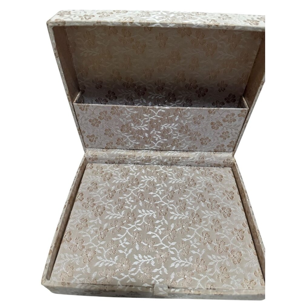 Decorative Gold Floral Storage Box Stationery Cards Vintage - Picture 2 of 11